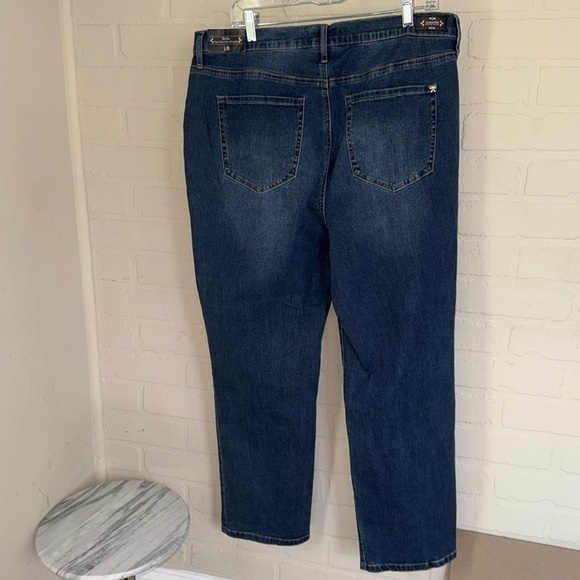 Nanette Lepore jeans High-Rise Slim Straight Blue denim stretch 18 NEW - Picture 4 of 7